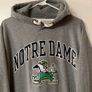 Notre Dame Embroidered Spell Out Gray Hoodie Sweatshirt Size 2XL